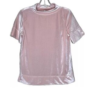 Anthropologie Womens Top Blouse Size XS Pink Velvet Short Sleeves (Love6)